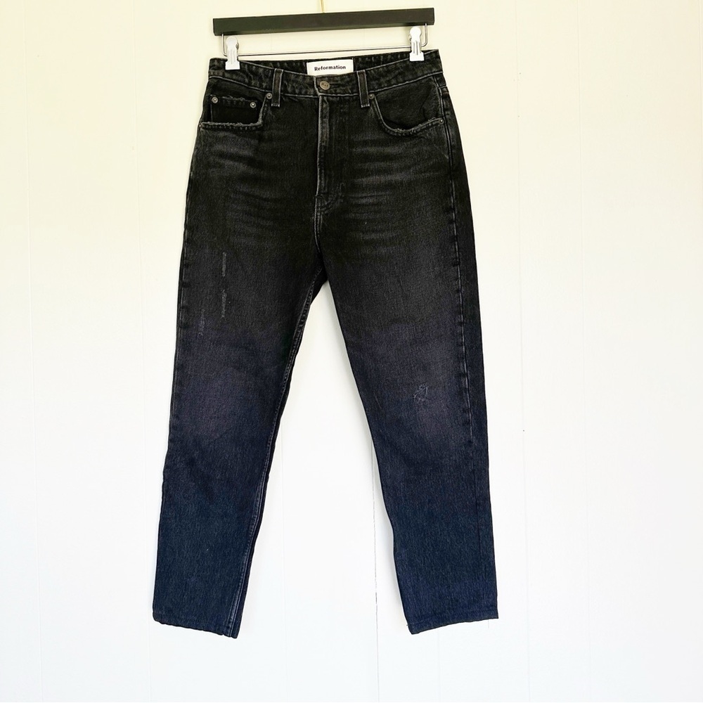 REFORMATION Julia High Cigarette Jeans Pacific Wash Black Size 28